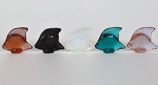 5 Crystal Lalique Fish Assorted Colors