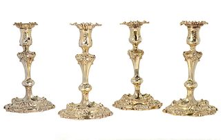 Set of 4 Tiffany Silverplate Candlesticks