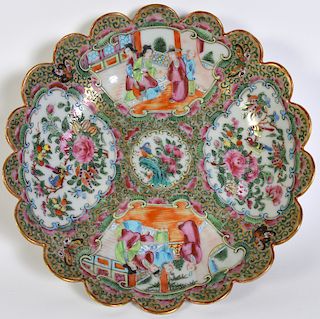 Chinese Export Rose Medallion Shallow Bowl