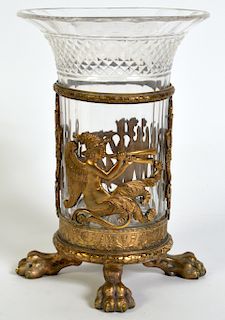 Antique Empire Style Vase in Bronze Holder