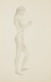 David Hanna, (American, 1941-1981), Nude with Flowers
