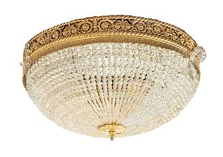 * A French Gilt Bronze Beaded Ceiling Fixture Diameter 21 inches.