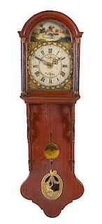 A Dutch Painted Wall Clock Height 54 1/2 inches.