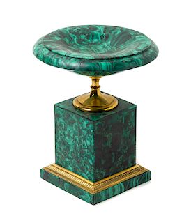 A Gilt Bronze and Malachite Urn Height 8 inches.