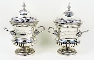 Pr of Ortega Mexican Sterling Silver Wine Coolers