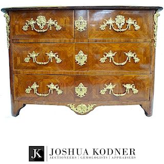 Regence Dore Bronze Kingwood Marquetry Commode