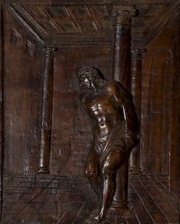 Spanish school, mid 16th Century, Christ tied to the column Escuela española de mediados del siglo XVI, Cristo atado a 