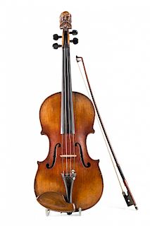 Italian violin in fir tree wood, maple and ebony, 19th Cent Violín italiano en abeto, arce y ébano, del siglo XIX