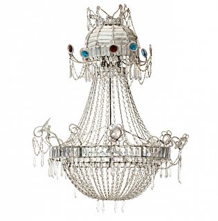 Charles IV ceiling lamp with strings of crystal beads, earl Lámpara de techo Carlos IV de sartas de cuentas en cristal,