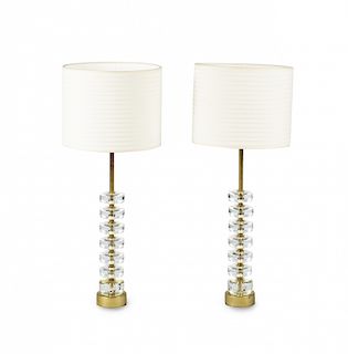 Karl Fagerlund, Pair of table lamps for Orrefors in crystal Karl Fagerlund, Pareja de lámparas de sobremesa para Orrefo