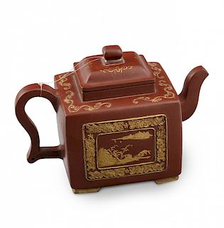 Chinese terracotta kettle, late 19th Century  Tetera china en terracota, de finales del siglo XIX