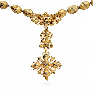 Gold and diamonds pendant, 18th Century Colgante en oro y diamantes, del siglo XVIII