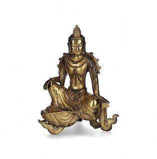 "Buddha", Tibetan sculpture in gilt bronze, 20th Century  "Buda", escultura tibetana en bronce dorado, del siglo XX