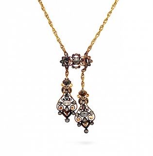 Elizabethan gold and diamonds necklace, 19th Century Collar isabelino en oro y diamantes, del siglo XIX