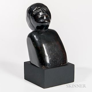 Carved Ebonized Bust of a Man