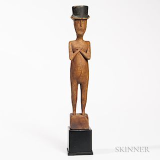 Carved Androgynous Figure in a Top Hat