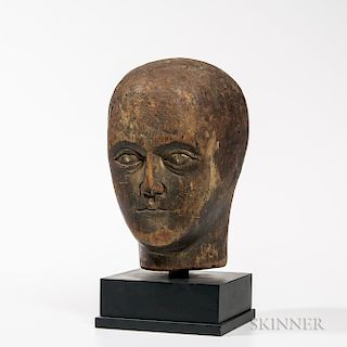 Carved Wood Head of Man