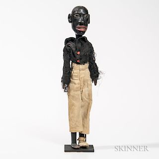 Carved and Painted Articulated Black Figure with Original Clothing