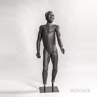 Carved and Painted Pine Figure of an African American Man