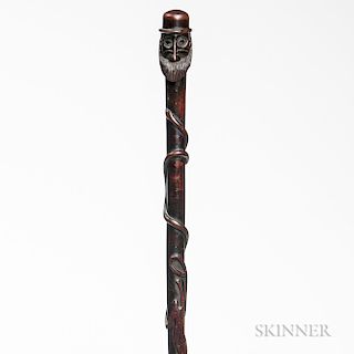 Carved and Painted Folk Art Cane