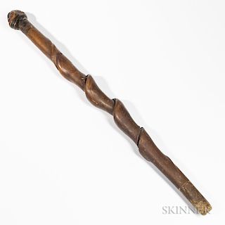 Carved and Painted Walking Stick with an African American Bust