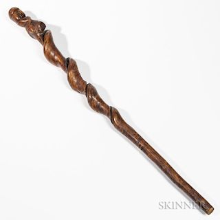 Carved Wood Walking Stick