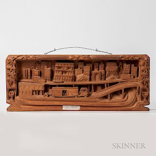 Relief-carved Cityscape Plaque