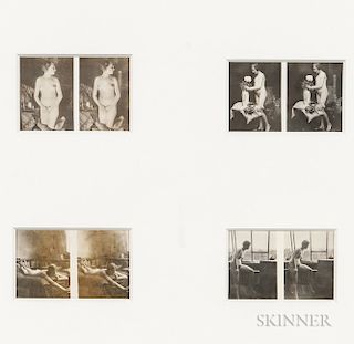 Four Pairs of Vintage Photographs of Nudes Framed Together