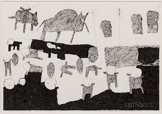 Donald Mitchell (California, b. 1951)  Untitled (Animals and Figures)