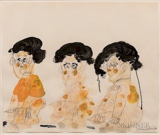 Dwight Mackintosh (American, 1906-1999)  Untitled (Three Figures with Drips)