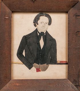 Jane A. Davis (Connecticut/Rhode Island, 1821-1855)  Portrait of a Man Holding a Red Book