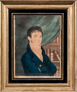 Attributed to Joseph Partridge (American, 1792-1833)  Portrait of a Young Gentleman in His Study