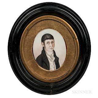 John Brewster Jr. (Connecticut/Maine, 1766-1854)  Miniature Portrait of a Gentleman