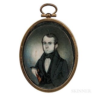Attributed to Henry Walton (American, 1804-1865)  Miniature Portrait of a Gentleman