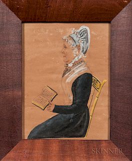 Jacob Maentel (Pennsylvania/Maryland/Indiana/Germany, 1763-1863), Portrait of a Woman in Profile Sitting on a Paint-decorated Chair wit
