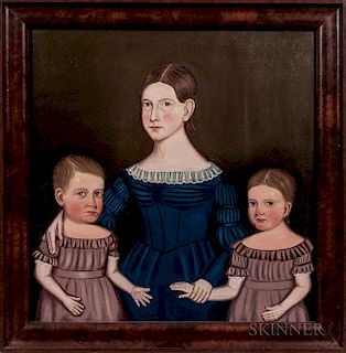 American School, Mid-19th Century  Triple Portrait of Mary Jane, George Augustus, and Adeline Augusta Booth
