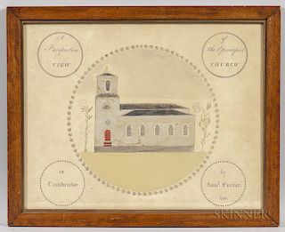 Samuel Farrar (Massachusetts, 1773-1864)  A Perspective View of the Episcopal Church in Cambridge