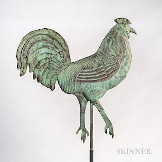 Large Molded Sheet Copper Rooster Weathervane