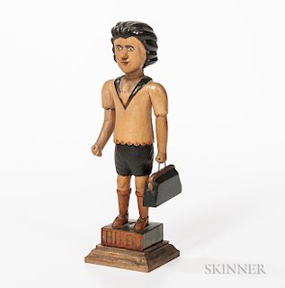 Carved and Polychrome Painted "Hiker" Figure