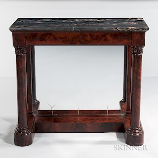 Classical Mahogany Carved Marble-top Pier Table