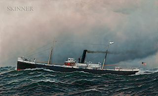 Antonio Nicolo Gasparo Jacobsen (Danish/American, 1850-1921)  Portrait of the Clyde Line Steamer Navahoe