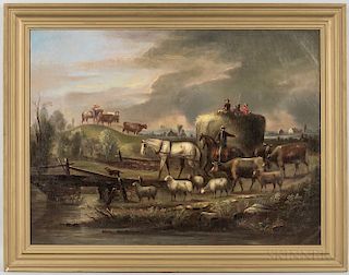 William Otis Bemis (Massachusetts, 1819-1883)  Sheep and Cattle on the Road