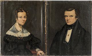 Asahel Powers (Vermont/Illinois, 1813-1843)  Pair of Portraits of Jedidiah and Mirdwell Buffum
