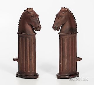 Cast Iron and Red-painted Horsehead Gate Finials
