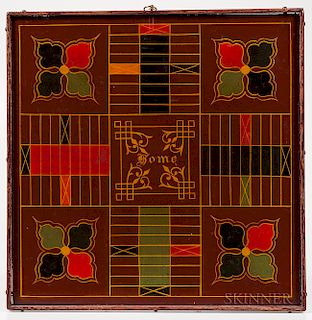 Polychrome Double-sided Parcheesi/Checkers Game Board