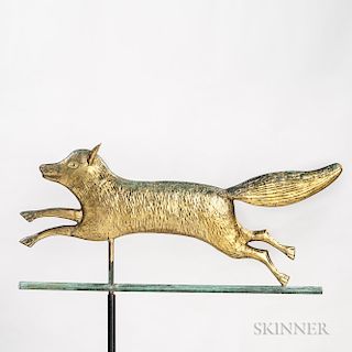 Gilded Molded Sheet Copper Running Fox Weathervane