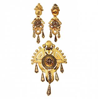 Alphonsine jewellery set in gold and enamel, 19th Century Aderezo alfonsino en oro y esmalte, del siglo XIX
