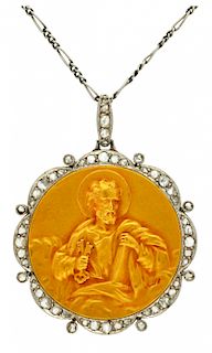 Saint Peter's devotional medal, circa 1908 Medalla devocional de San Pedro, hacia 1908