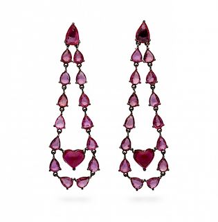 Rubies long earrings Pendientes largos de rubíes