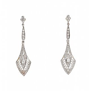 Belle Époque style diamonds earrings Pendientes de diamantes de estilo Belle Époque 